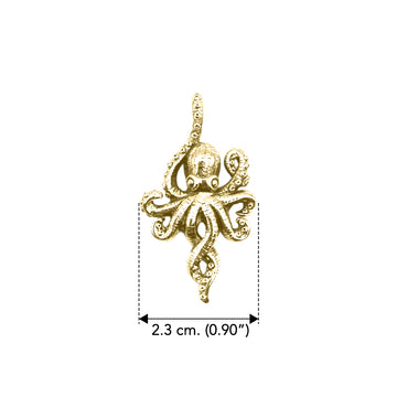 Octopus Sterling Silver with 14K Vermeil Plate Pendant with Hidden Bale VPD6285